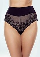 Shaping panties, floral lace, belly, waist and buttocks control, sheer inlay